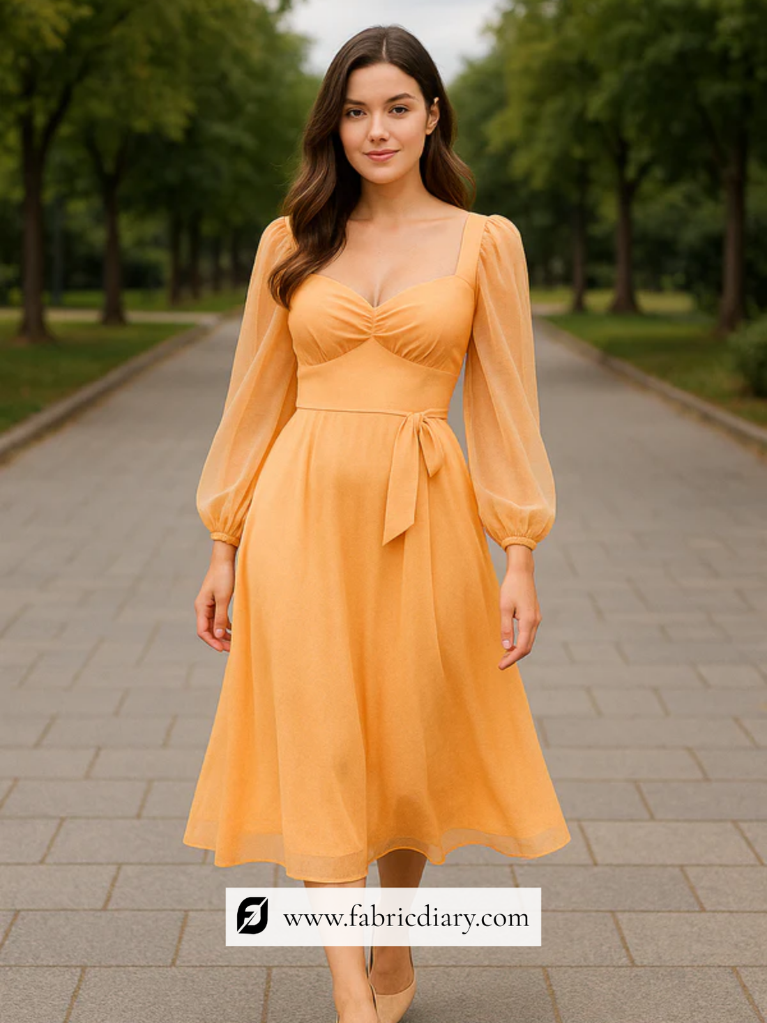 Orange Dyed Viscose Oragaza Fabric