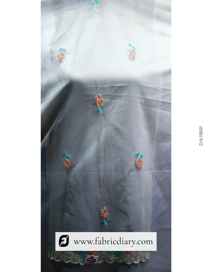Traditional sequin dupatta fabric – peach and sky blue ethnic wear accessory