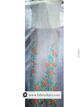 Luxury daman style sequin fabric – peach-blue ethnic textile manufacturer