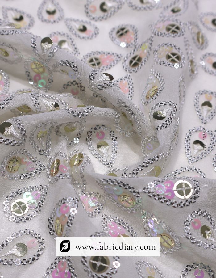 Pink & Gold Designer Sequins Fabric for Garment Creation – #853