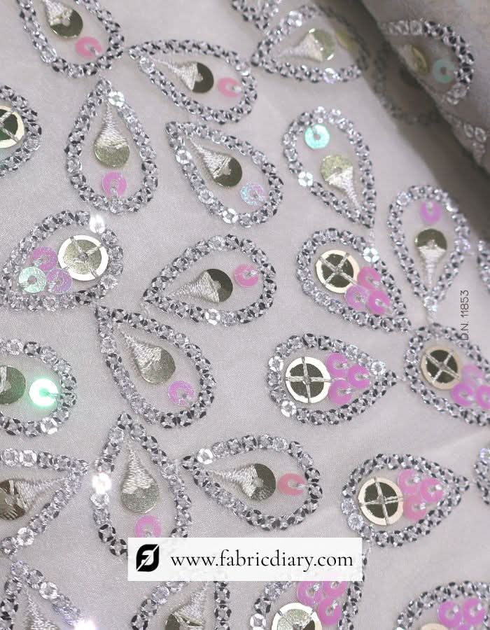 Pink & Gold Designer Sequins Fabric for Garment Creation – #853