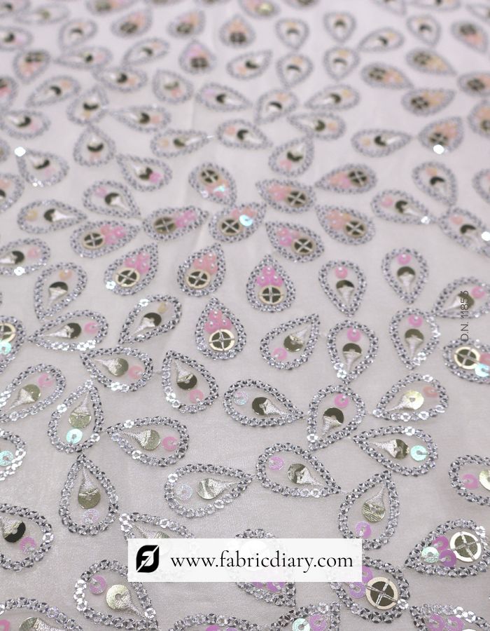 Stylish pink-gold sequin designer fabric – online bulk fabric for bridal fashion