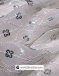 Pink & Gold Sequins Fabric with Viscose Thread Embroidery #852
