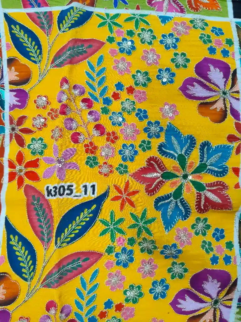 Pure Crepe Floral Position Printed Fabric