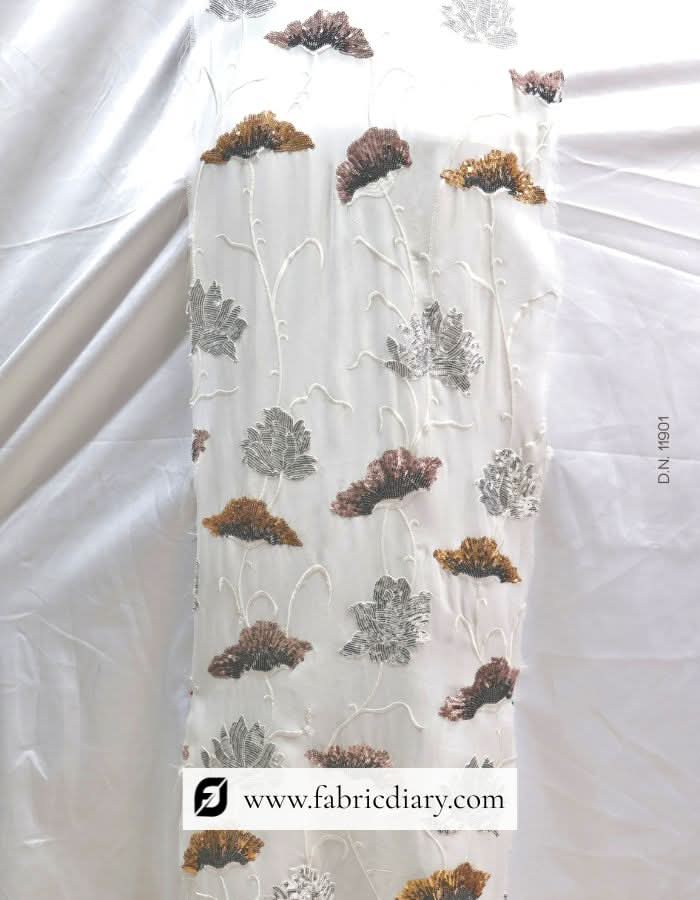 Online embroidered leaf sequin textile – bulk fabric supplier worldwide