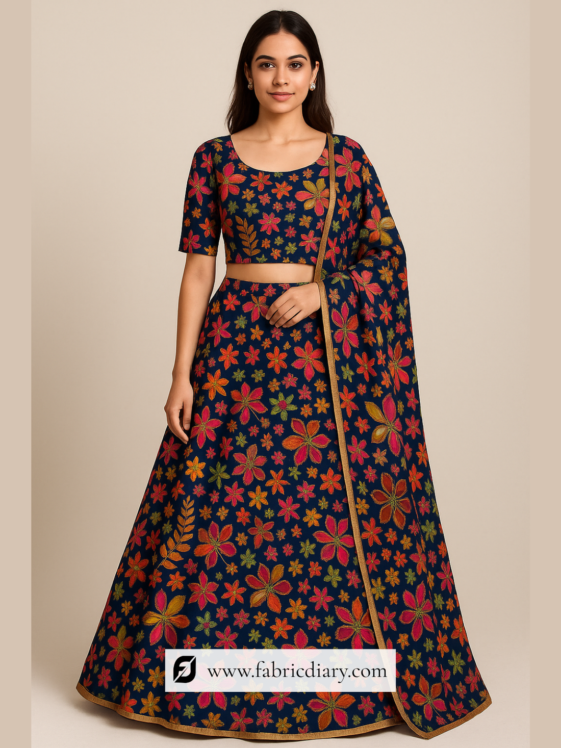 Pure Crepe Floral Position Printed Fabric