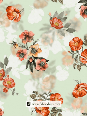 Pure Kora Cotton Fabric with Delicate Floral Prints