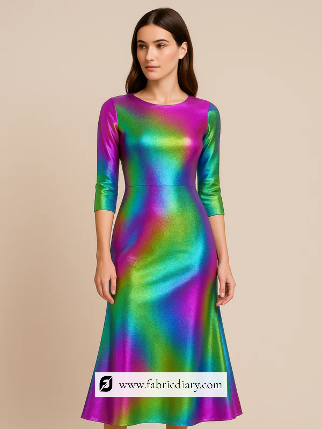 Rainbow Dyed  Pure Tissue Silver Fabric