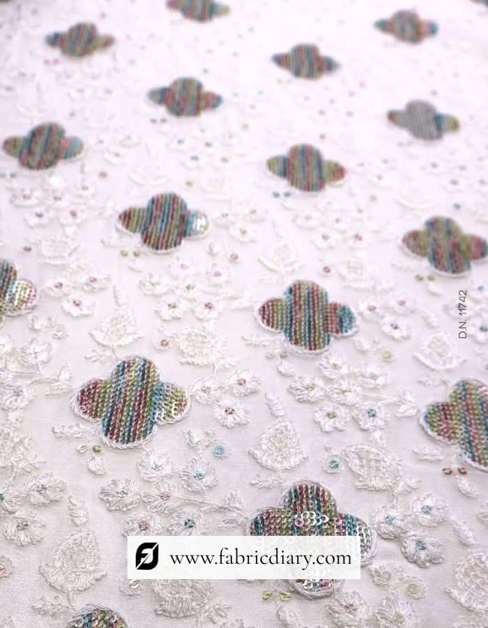 Handcrafted sherwani fabric with multicolor embroidery – online supplier India