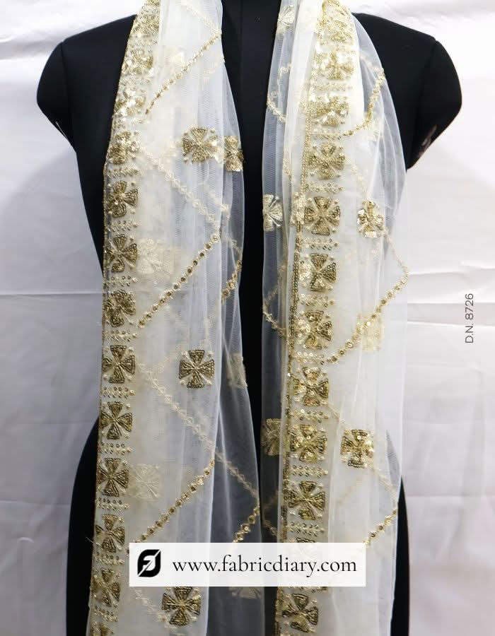 Buy embroidered net dupatta – sequins fabric for bridal and festive outfits