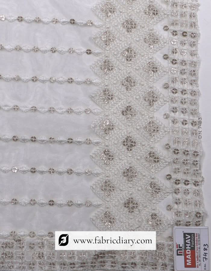 Nylon organza scarf – Lucknowi embroidery for bridal and party dresses