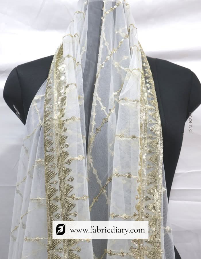 Designer Embroidered Dyeable Dupatta / Scarf – #8729