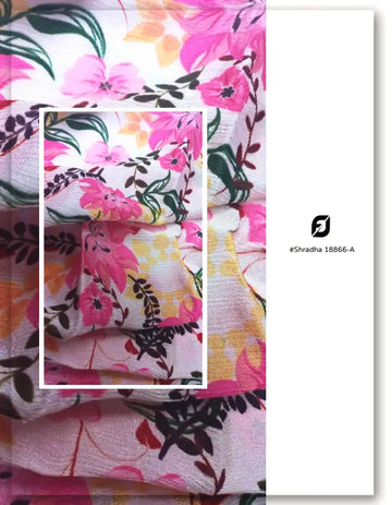 Pure Viscose Chinon Floral Digital Printed Fabric for Dresses - 18866-A