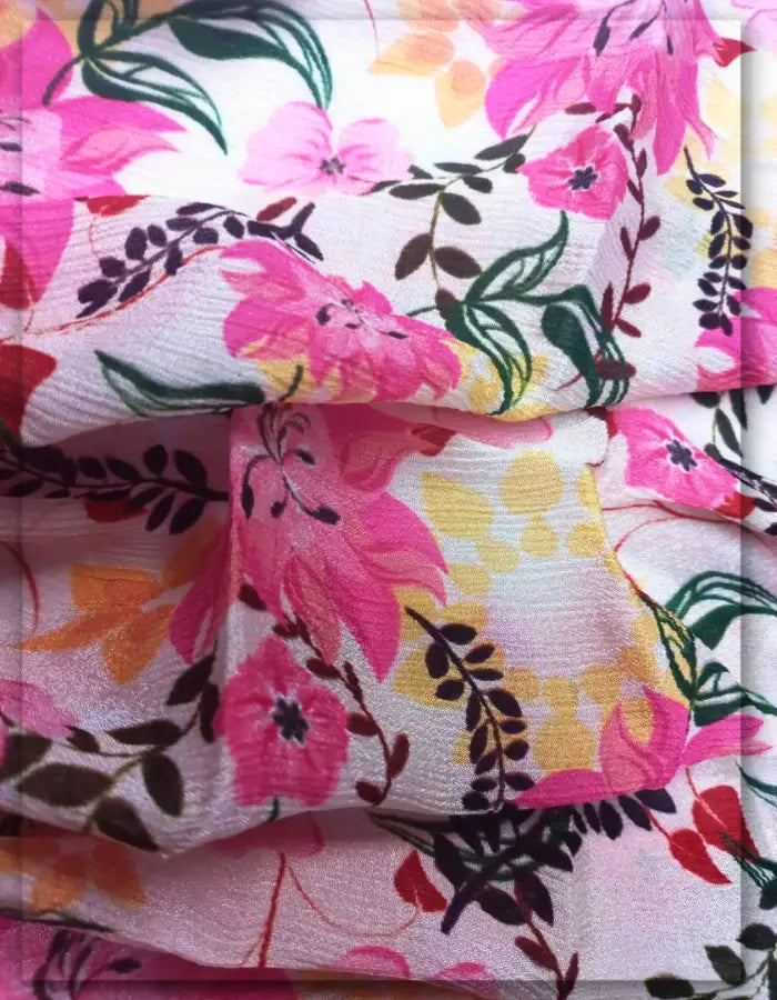 Pure Viscose Chinon Floral Digital Printed Fabric for Dresses - 18866-A
