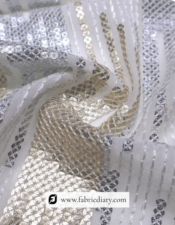 Gold silver sequins textile – embroidered fabric for luxurious women's garments