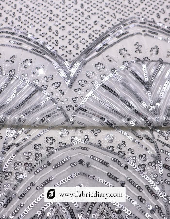 Silver Shining Multi Sequin Fabric for Designer Dresses