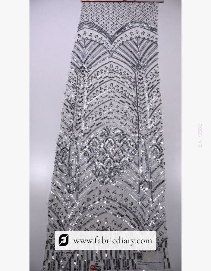 Silver Shining Multi Sequin Fabric for Designer Dresses