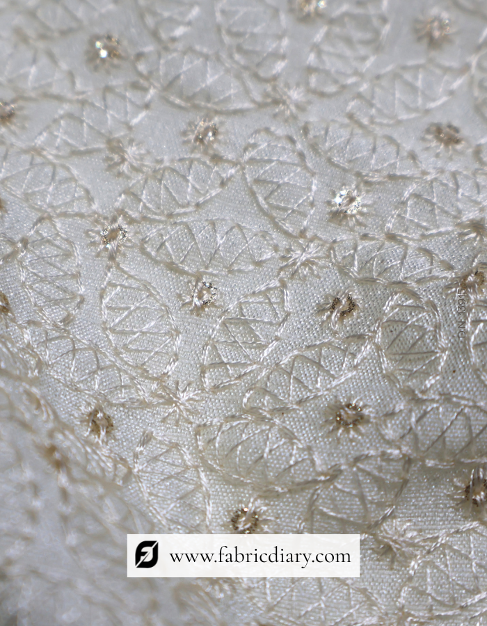 Buy embroidered sherwani fabric in off-white for grooms