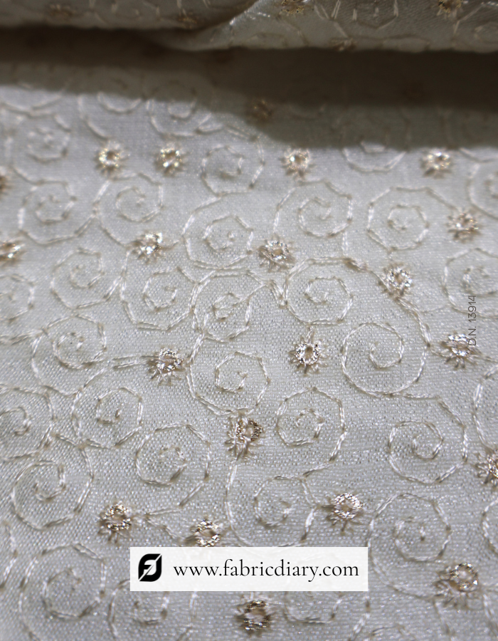 Buy white embroidered fabric for groom wear online