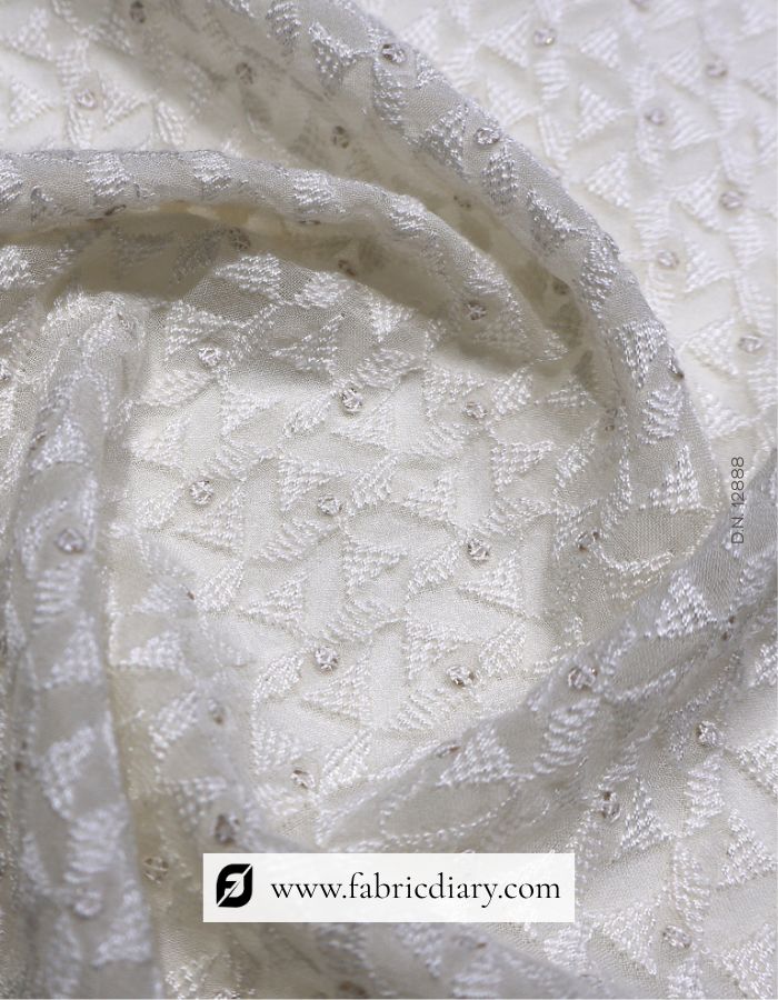 Threadwork Georgette Kurta Embroidered Fabric