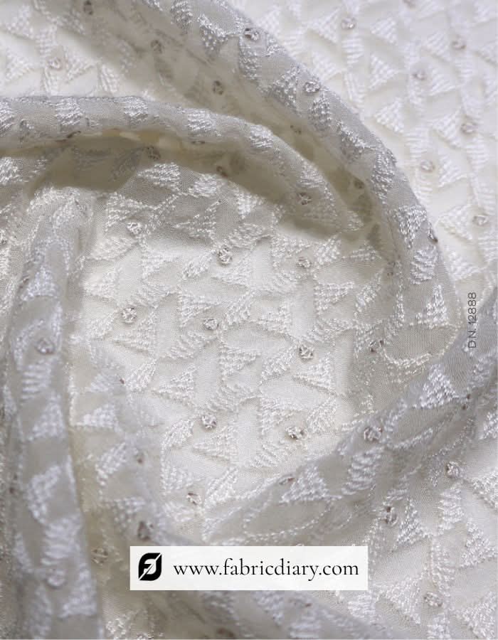 Threadwork Georgette Kurta Embroidered Fabric