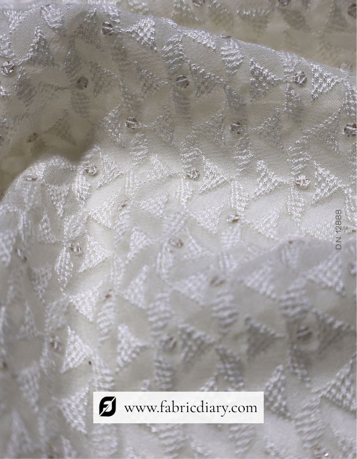Threadwork Georgette Kurta Embroidered Fabric