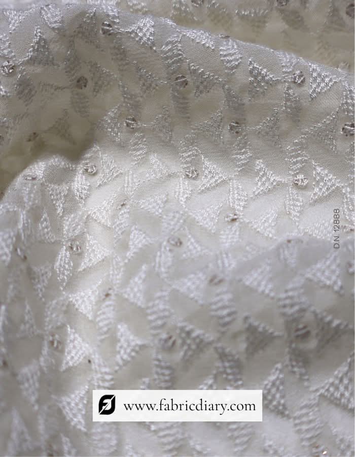 Threadwork georgette fabric – embroidered material for kurta designs