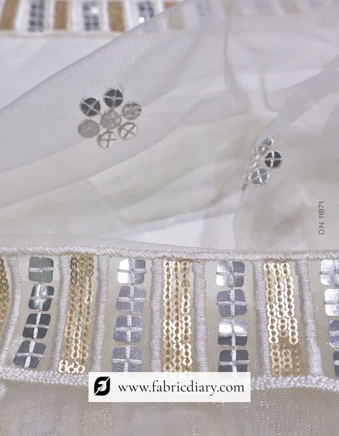Two side sequins border mono net dupatta – embroidered designer fabric online