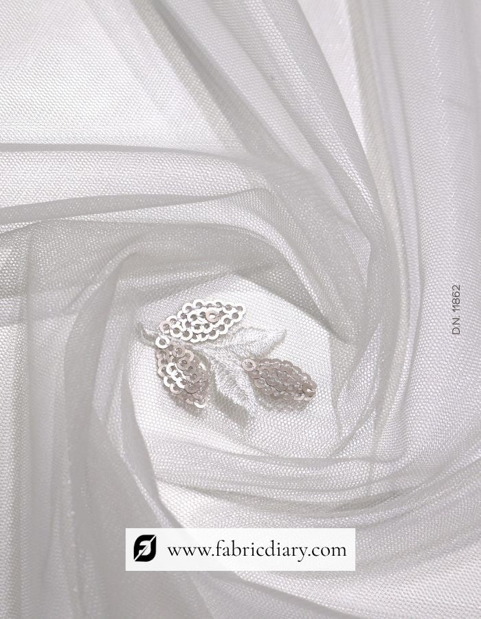 Dupatta fabric with viscose thread work – elegant copper embroidery design