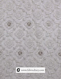 White sherwani designer fabric with multicolor floral sequins – embroidered wedding wear fabric India