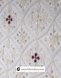 5.embroidered sherwani fabric in white with sequins