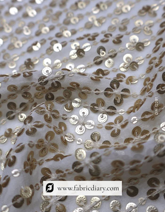 Women's Embroidered Golden Sequin Blouse Fabric