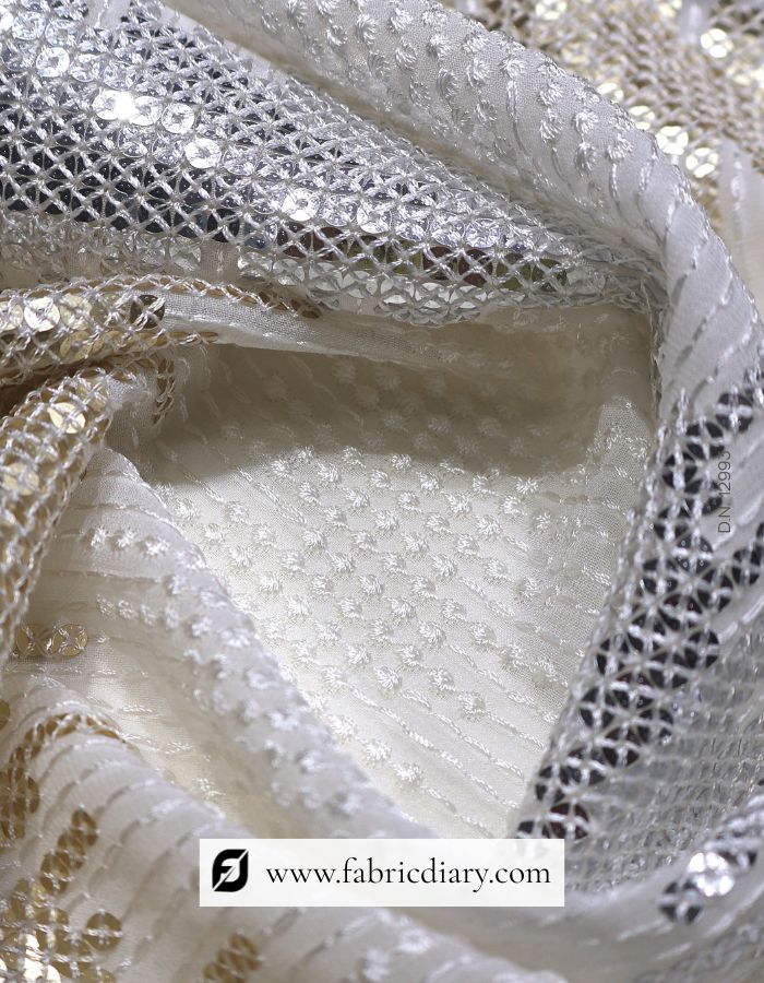 Allover Four Square Pattern Designer Sequin Fabric