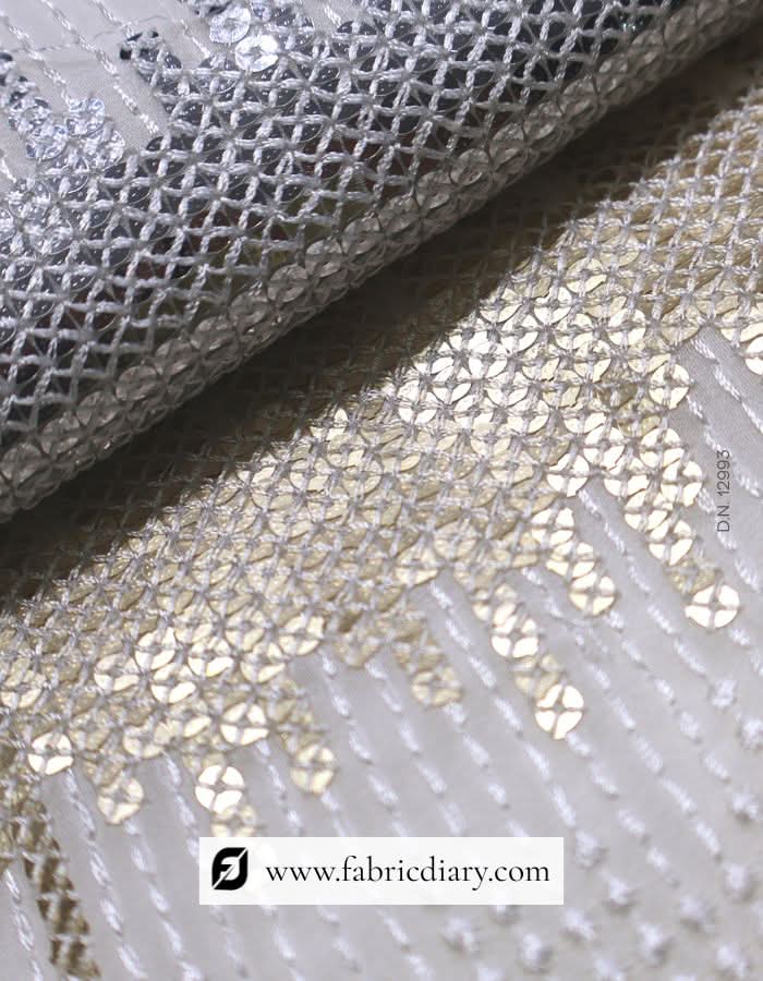 Allover four square sequin pattern designer fabric