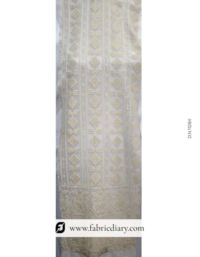 Ethnic designer chikankari fabric – daman embroidery fabric with worldwide shipping