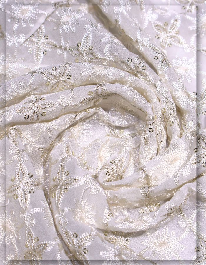 Evening Wear Chain Stitch Embroidery Fabric Lace - 10045