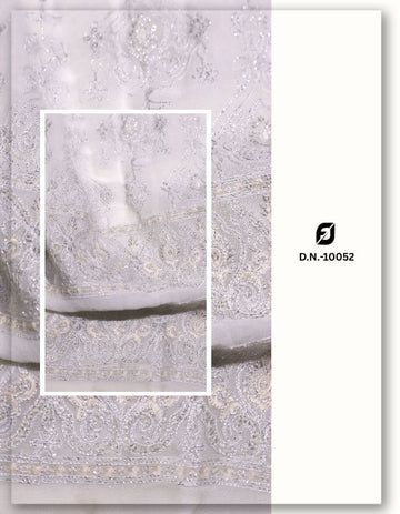 Dyeable Heavy Silver Chain-Stitch Embroidered Dupatta Fabric
