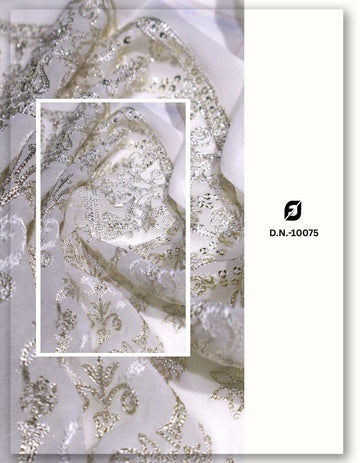 Premium Heavy Jaal Chain-Stitch Embroidered Dupatta Fabric with Metallic Sequins