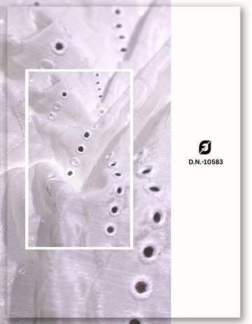 Dyeable Viscose Chinon Fabric with Elegant Lining Embroidery - 10583