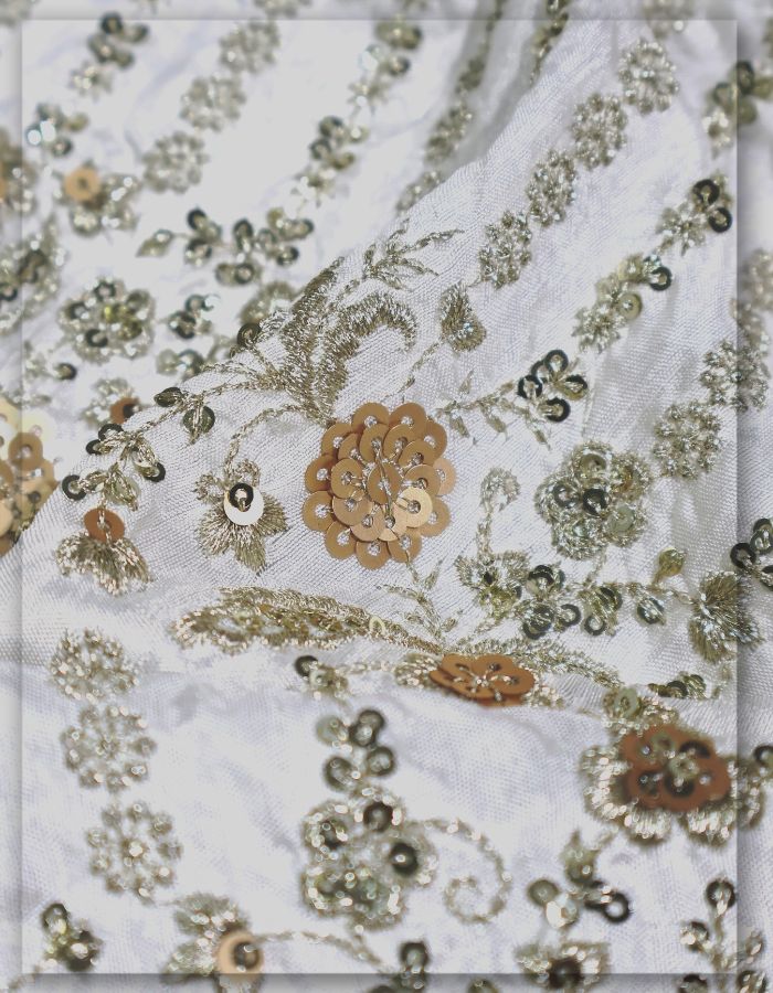 Silk Embroidery Lace Fabric For Bridal Lehenga Dress - 10726