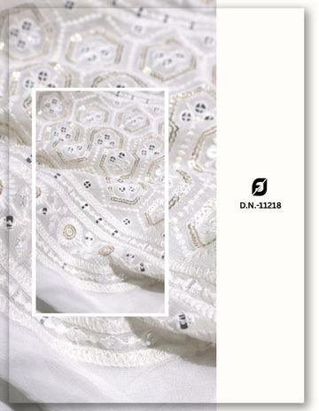 Dyeable Viscose Georgette Fabric with Elegant Daman Work - 11218