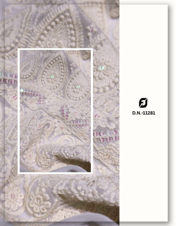 Traditional Rich Lucknowi Daman Embroidery Fabric for Lehengas - 11281
