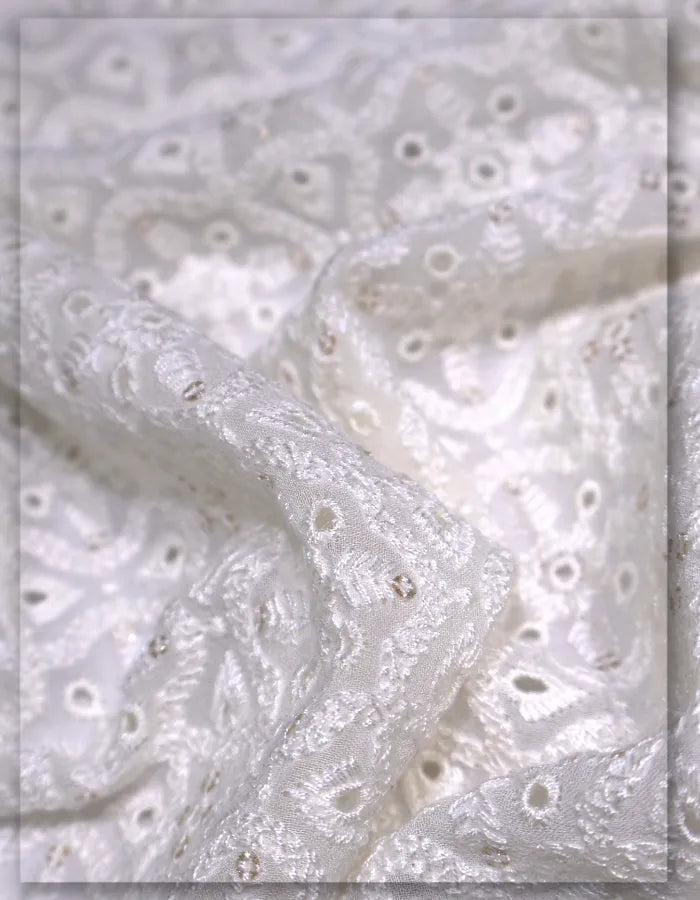 Broderie Anglaise Georgette Fabric for European Dresses #11382