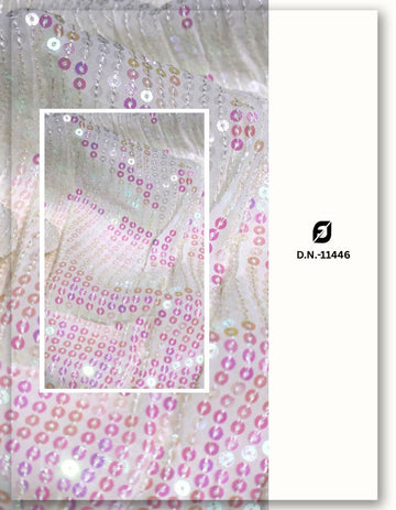 Georgette Rainbow Mermaid Sequin Lining Embroidery Fabric - 11446