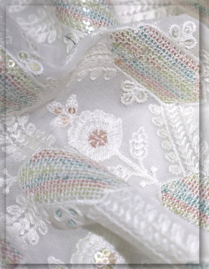 Dyeable Viscose Georgette Sherwani Fabric with White Thread - 11738