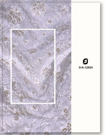 Dola Silk Chikankari Embroidery Fabric for Saree Wholesale - 11914