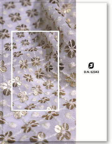Gold Sequins Asian Embroidery Fabric for Women’s Outfit - 12343
