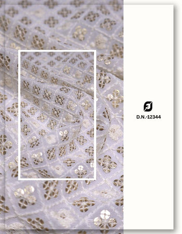 Gold Sequins European Embroidery Fabric for Women’s Garment - 12344