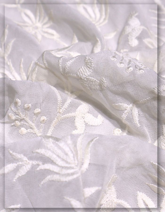 Georgette Sheer Floral Lace Embroidery Fabric - 12410