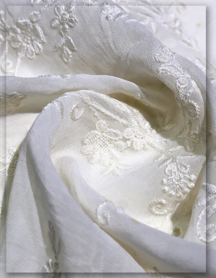 Georgette Leaves Branch Embroidery Lace Fabric